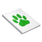 緑の葉の犬の前足のプリント ノートブック (右側)