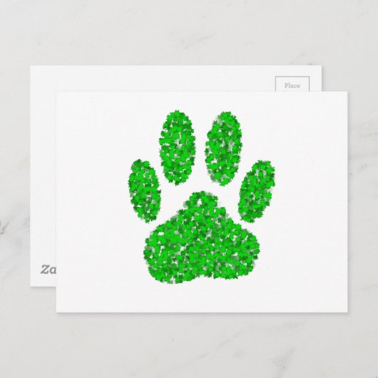 緑の葉の犬の前足のプリント ポストカード (正面/裏面)