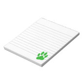 緑の葉の犬の手のプリントが並んだ ノートパッド (回転)