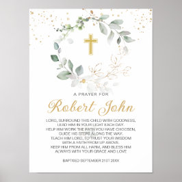 緑の葉の男女兼用バプテスマ祈りの言葉 ポスター