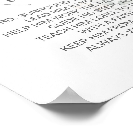 緑の葉の男女兼用バプテスマ祈りの言葉 ポスター (角)