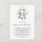 緑の葉の男女兼用バプテスマ祈りの言葉 招待状 (正面/裏面)