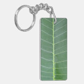 緑の葉の白い線の四角形 キーホルダー (正面左)