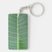 緑の葉の白い線の四角形 キーホルダー (裏面)