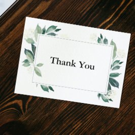 緑の葉の白い花 カード