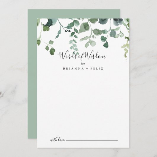 緑の葉の知恵結婚の台詞 アドバイスカード (正面/裏面)