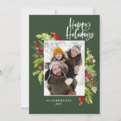 緑の葉の素朴伝統的な写真 シーズンカード (正面)