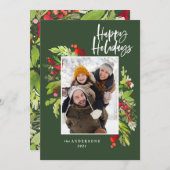 緑の葉の素朴伝統的な写真 シーズンカード (正面/裏面)