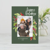 緑の葉の素朴伝統的な写真 シーズンカード (スタンド正面)