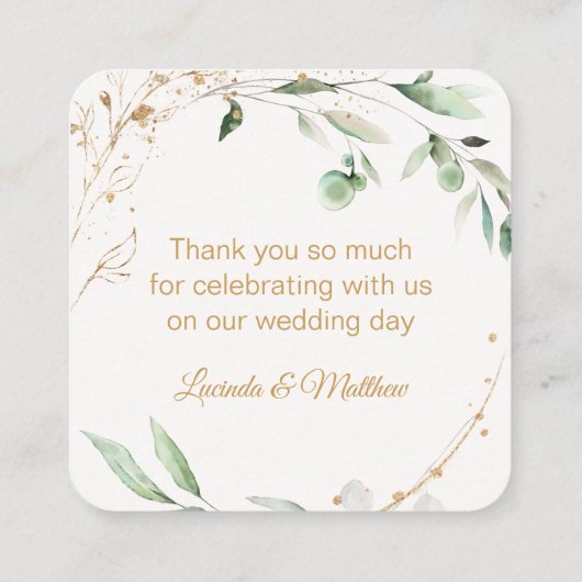 緑の葉の結婚ありがとう名刺 スクエア名刺 (裏面)