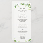 緑の葉の結婚メニューカード メニュー (正面/裏面)