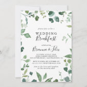 緑の葉の結婚朝食 招待状 (正面)