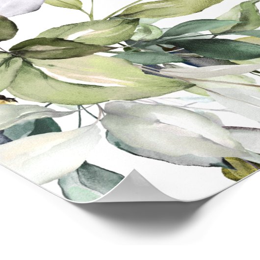 緑の葉の結婚歓迎の看板ポスター ポスター (角)