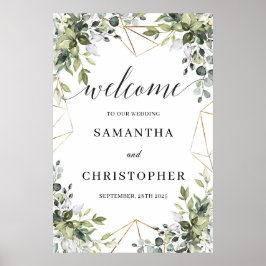 緑の葉の結婚歓迎の看板ポスター ポスター