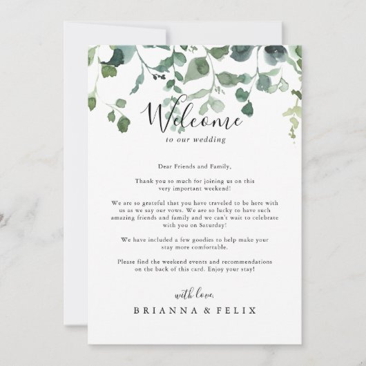 緑の葉の結婚歓迎レター (正面)