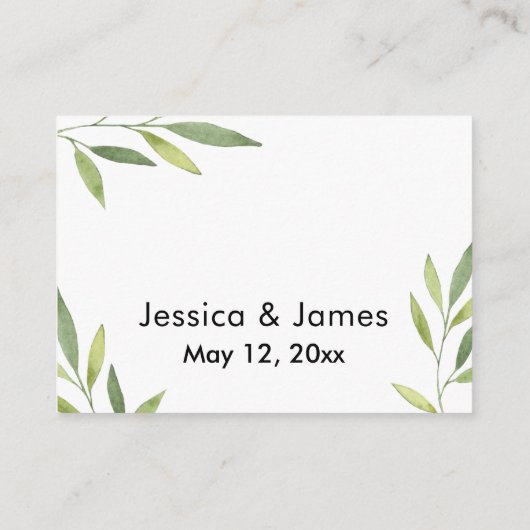 緑の葉の結婚詳細エンクロージャカード エンクロージャーカード (裏面)