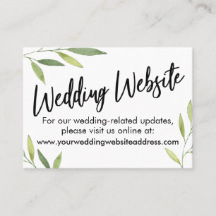 緑の葉の結婚Webサイト、日付カードの保存 名刺