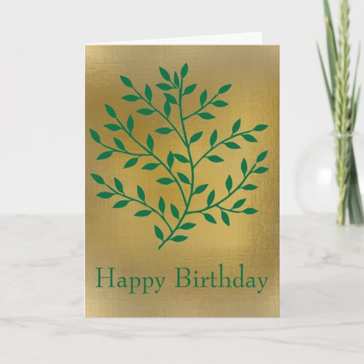 緑の葉の緑のオリーブの枝葉のデコール カード (正面)