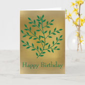 緑の葉の緑のオリーブの枝葉のデコール カード (黄色い花)