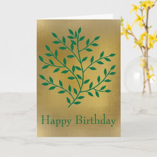 緑の葉の緑のオリーブの枝葉のデコール カード (黄色い花)