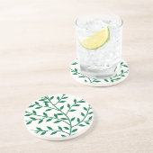 緑の葉の緑のオリーブの枝葉のデコール コースター (側面)