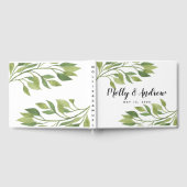 緑の葉の緑結婚のゲストブック ゲストブック (全面)