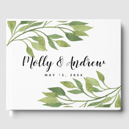 緑の葉の緑結婚のゲストブック ゲストブック