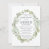 緑の葉の葉のブライダルシャワー 招待状 (正面)