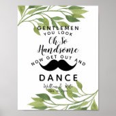 緑の葉の葉の紳士バスルーム結婚ズ ポスター (正面)