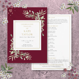 緑の葉の葬儀メモリアルの奉仕順 プログラム