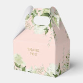 緑の葉の赤面ピンクの金ゴールド赤ちゃんシャワー フェイバーボックス (裏面サイド)