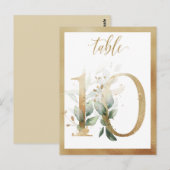 緑の葉の金ゴールドテーブル番号、テーブル10カード ポストカード (正面/裏面)