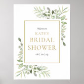 緑の葉の金ゴールドブライダルシャワーへようこそ ポスター (正面)