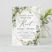 緑の葉の金ゴールド幾何学的な結び目を結んだ 招待状 (スタンド正面)