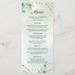 緑の葉の金ゴールド幾何学的結婚枠 メニュー