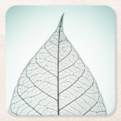 緑の葉の骨組 スクエアペーパーコースター (正面)