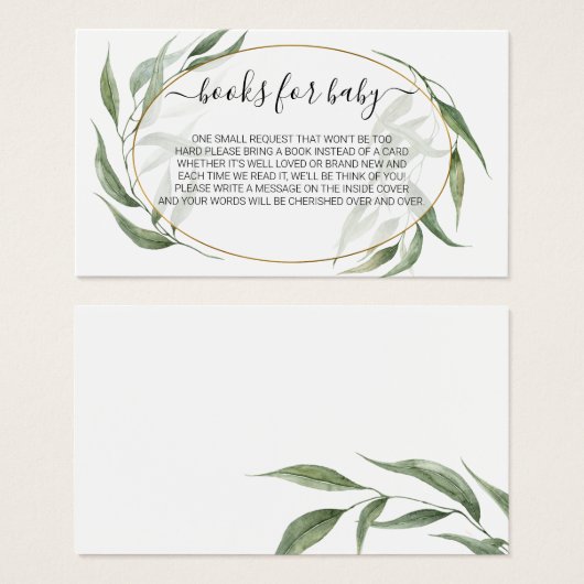 緑の葉のFrame Book Request for Baby Shower (正面&裏面)