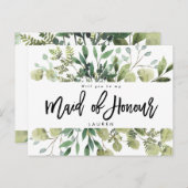 緑の葉はメイド・オブ・オーナー（花嫁付き添い人） 案内ポストカード (正面/裏面)