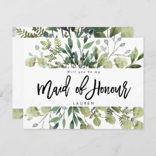 緑の葉はメイド・オブ・オーナー（花嫁付き添い人） 案内ポストカード (正面/裏面)