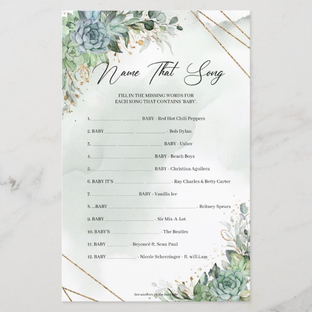 緑の葉は、その歌の金ゴールド名を吸う (正面)