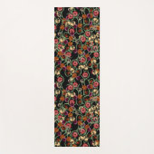 緑の葉を持つ明るい花柄 ヨガマット (正面)