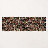 緑の葉を持つ明るい花柄 ヨガマット (正面(横))