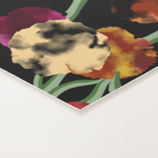 緑の葉を持つ明るい花柄 ヨガマット (詳細)