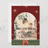 緑の葉アーチ写真トレンディーメリークリスマス シーズンカード (正面)