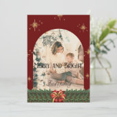 緑の葉アーチ写真トレンディーメリークリスマス シーズンカード (スタンド正面)