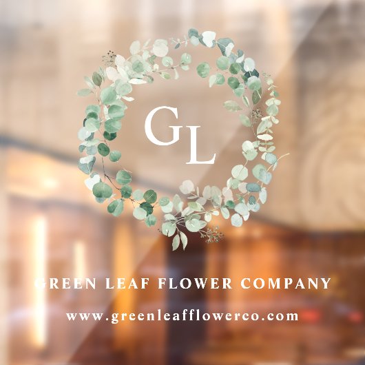 緑の葉エレガントのビジネスネームモノグラムウィンド ウィンドウサイン (シート2)