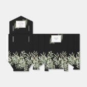 緑の葉エレガント黒結婚式の引き出物箱 フェイバーボックス (折り畳みなし)