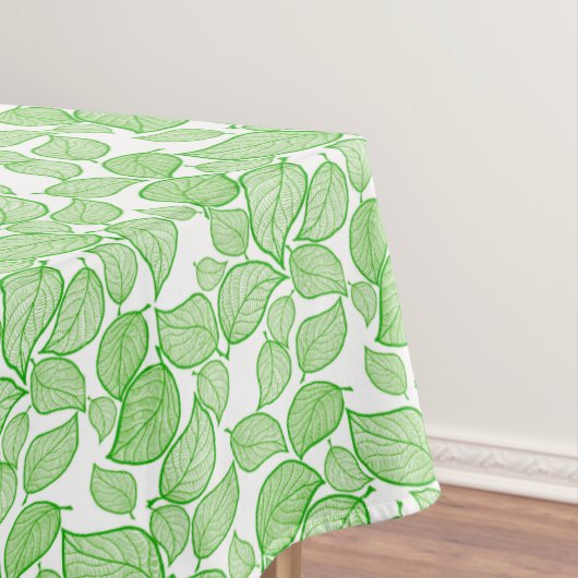 緑の葉オンホワイトテーブルクロス テーブルクロス (インサイチュ)