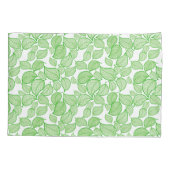 緑の葉オンホワイトピラローケース 枕カバー (裏面-左)