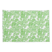 緑の葉オンホワイトピラローケース 枕カバー (裏面-右)